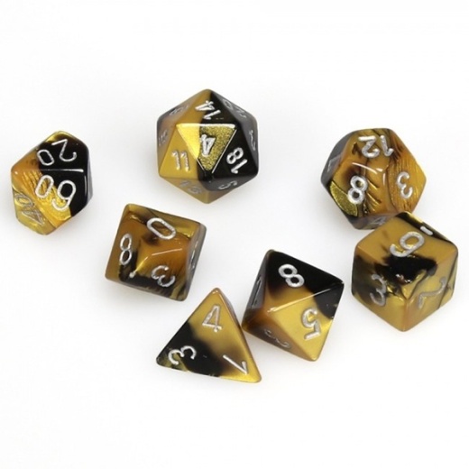 Dice Set 7 Gemini Black/Gold/Silver i gruppen  hos Spelexperten (CHX26451)