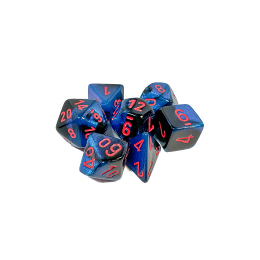 Dice Set 7 Gemini Black-Starlight/Red i gruppen SÄLLSKAPSSPEL / Tillbehör / Tärningar & tillbehör hos Spelexperten (CHX26458)