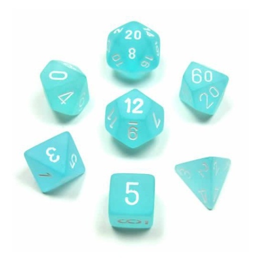 Dice Set 7 Frost Teal/White i gruppen SÄLLSKAPSSPEL / Tillbehör / Tärningar & tillbehör hos Spelexperten (CHX27405)