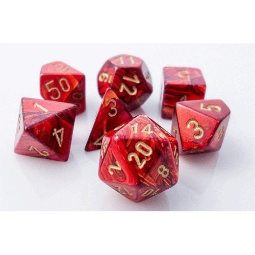 Dice Set 7 Scarab Scarlet/Gold i gruppen SÄLLSKAPSSPEL / Tillbehör / Tärningar & tillbehör hos Spelexperten (CHX27414)