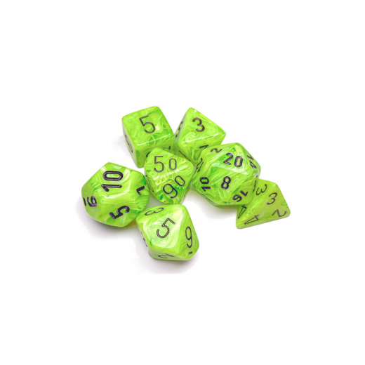 Dice Set 7 Vortex Bright Green/Black i gruppen SÄLLSKAPSSPEL / Tillbehör / Tärningar & tillbehör hos Spelexperten (CHX27430)