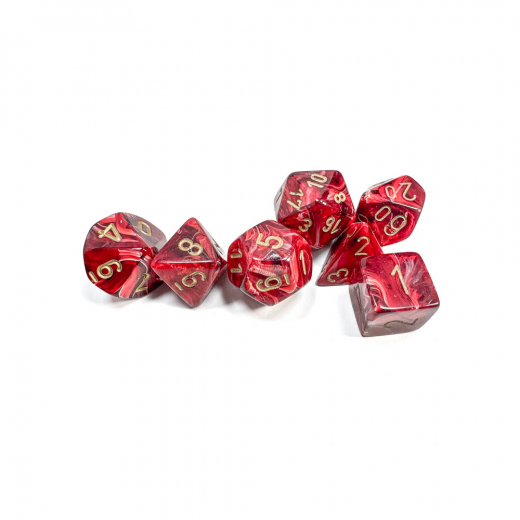 Dice Set 7 Vortex Burgundy/Gold i gruppen SÄLLSKAPSSPEL / Tillbehör / Tärningar & tillbehör hos Spelexperten (CHX27434)
