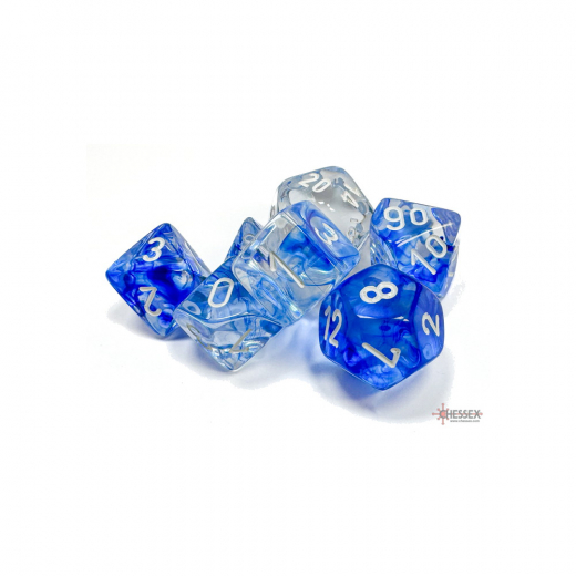 Dice Set 7 Nebula Dark Blue/White i gruppen SÄLLSKAPSSPEL / Tillbehör / Tärningar & tillbehör hos Spelexperten (CHX27466)