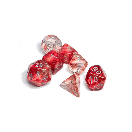 Dice Set 7 Nebula Red/Silver Luminary i gruppen SÄLLSKAPSSPEL / Tillbehör / Tärningar & tillbehör hos Spelexperten (CHX27554)
