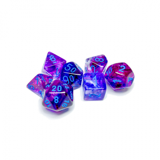 Dice Set 7 Nebula Nocturnal/Blue Luminary i gruppen SÄLLSKAPSSPEL / Tillbehör / Tärningar & tillbehör hos Spelexperten (CHX27557)