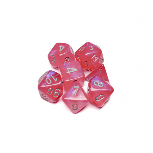 Dice Set 7 Borealis Pink/silver Luminary i gruppen SÄLLSKAPSSPEL / Tillbehör / Tärningar & tillbehör hos Spelexperten (CHX27584)
