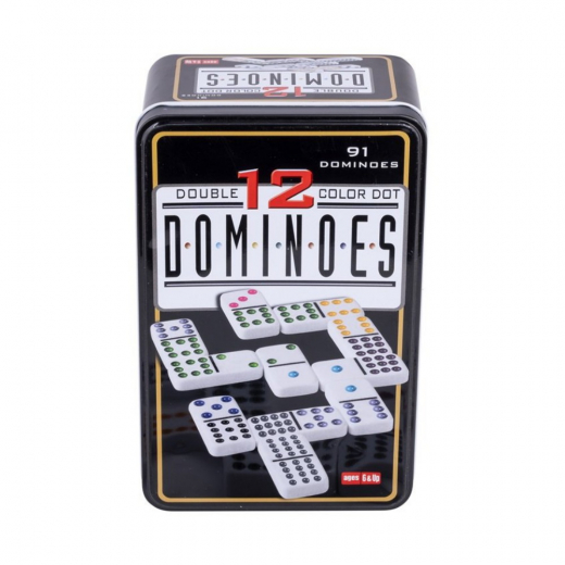 Domino double 12 colour tinbox i gruppen SÄLLSKAPSSPEL / Klassiska hos Spelexperten (E-250103)