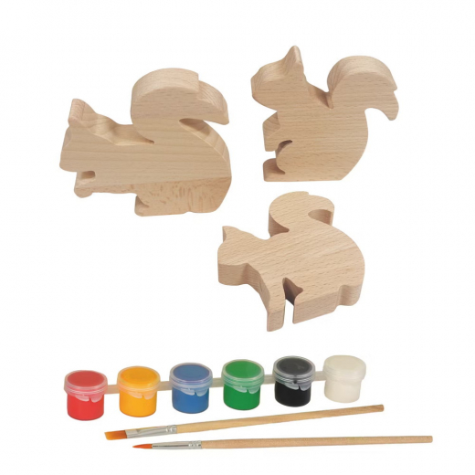 Träfigurer För Målning - Ekorrsfamilj i gruppen LEKSAKER / Skapa & måla hos Spelexperten (EG630596)