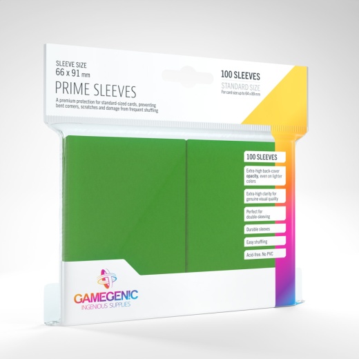 GameGenic Prime Sleeves Green 64 x 89 mm i gruppen SÄLLSKAPSSPEL / Tillbehör / Sleeves hos Spelexperten (GGS10019ML)