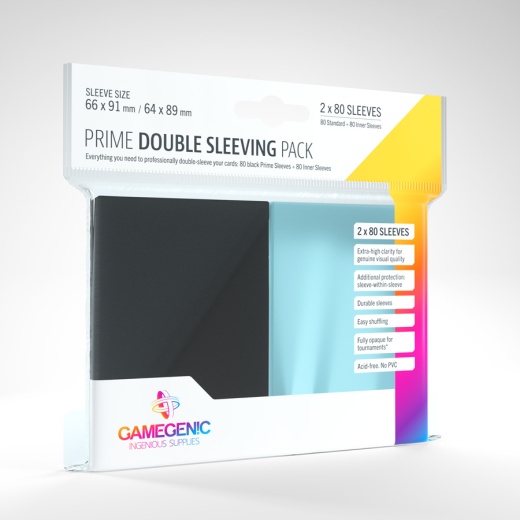 GameGenic Prime Double Sleeves Pack 64 x 89 Black i gruppen SÄLLSKAPSSPEL / Tillbehör / Sleeves & förvaring hos Spelexperten (GGS10074ML)