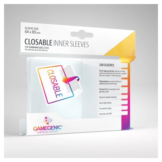 GameGenic Closable Inner Sleeves Clear 63 x 88 mm i gruppen SÄLLSKAPSSPEL / Tillbehör / Sleeves hos Spelexperten (GGS10128ML)