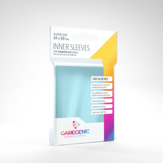GameGenic Inner Sleeves Clear 63 x 88 mm i gruppen SÄLLSKAPSSPEL / Tillbehör / Sleeves hos Spelexperten (GGS1013ML)