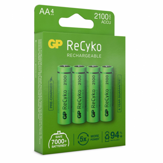 GP ReCyko AA-batteri, 2100mAh, 4-pack i gruppen LEKSAKER / Batterier & laddare hos Spelexperten (GP-201212)