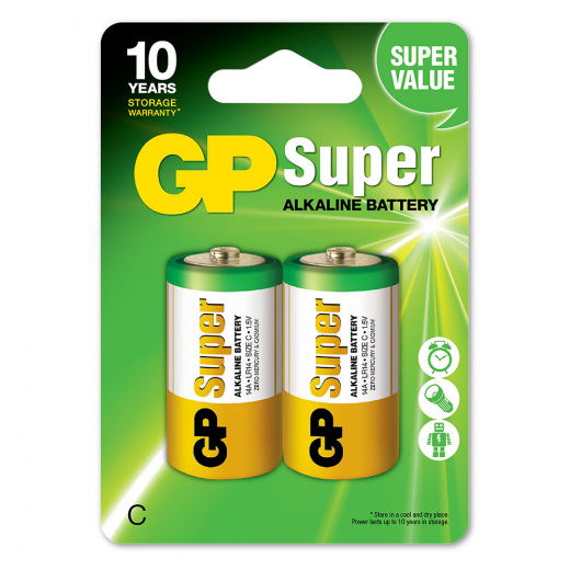GP Super Alkaline C-batteri, 14A/LR14, 2-pack i gruppen LEKSAKER / Batterier & laddare hos Spelexperten (GP-5503)