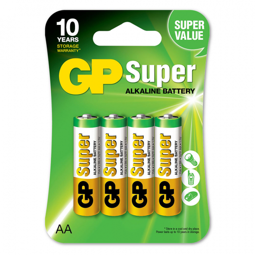 GP Super Alkaline AA-batteri, 15A/LR6, 4-pack i gruppen LEKSAKER / Batterier & laddare hos Spelexperten (GP-5505)