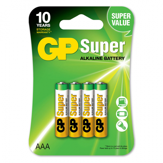 GP Super Alkaline AAA-batteri, 24A/LR03, 4-pack i gruppen  hos Spelexperten (GP-5507)