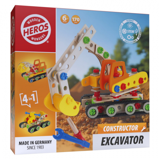 Wooden Wonders - Constructor Excavator 170 delar i gruppen LEKSAKER / Barn & baby hos Spelexperten (HE0010)