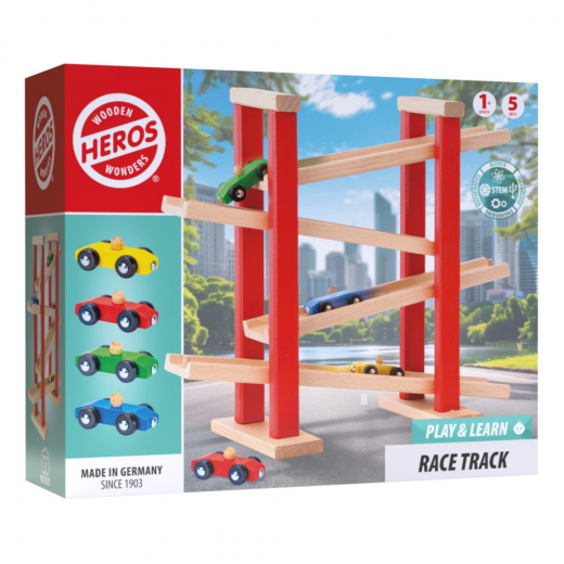 Wooden Wonders - Play & Learn Race Track i gruppen LEKSAKER / Barn & baby / Barn & babyleksaker hos Spelexperten (HE0014)