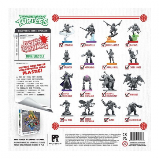 Unmatched Adventures: Teenage Mutant Ninja Turtles - Extra Toppings Miniatures Set (Exp.) i gruppen SÄLLSKAPSSPEL / Spelserier / Unmatched hos Spelexperten (IEL0512)