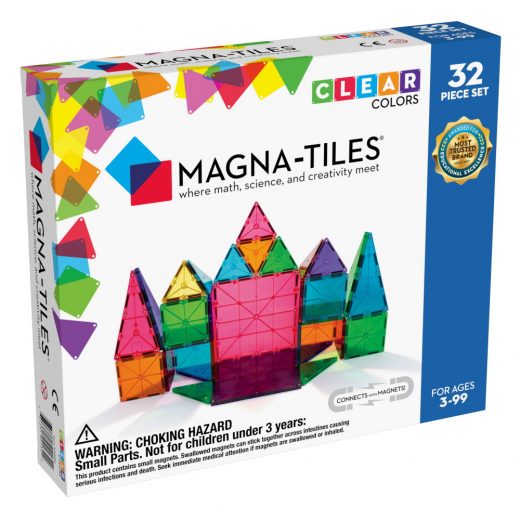 Magna-Tiles - Clear colors - 32 Delar i gruppen LEKSAKER / Byggklossar / Magna-Tiles hos Spelexperten (MAG02132)