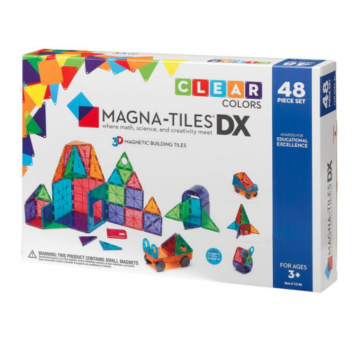 Magna-Tiles DX - Clear colors - 48 delar i gruppen LEKSAKER / Byggklossar / Magna-Tiles hos Spelexperten (MAG12148)