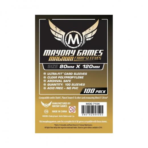 Mayday Sleeves 80 x 120 mm - Magnum Ultra-Fit i gruppen SÄLLSKAPSSPEL / Tillbehör / Sleeves & förvaring hos Spelexperten (MAY7104-)