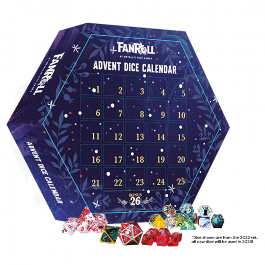 Adventstärningskalender 2023 - Metallic Dice Games i gruppen SÄLLSKAPSSPEL / Tillbehör / Tärningar & tillbehör hos Spelexperten (MET1002)