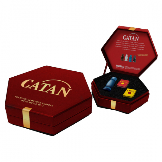 Catan: Premium Gemstone Robbers with Metal Dice - Aquamarine i gruppen SÄLLSKAPSSPEL / Spelserier / Catan hos Spelexperten (MET11104)