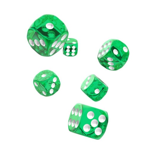 Oakie Doakie Dice D6 Dice 16 mm Translucent - Green 12 pack i gruppen  hos Spelexperten (ODD410010)