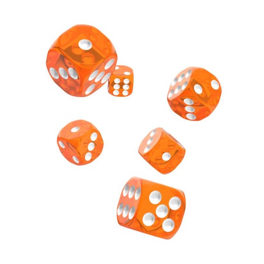 Oakie Doakie Dice D6 Dice 16 mm Translucent - Orange 12 pack i gruppen  hos Spelexperten (ODD410014)