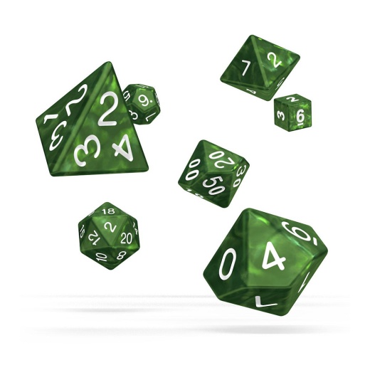 Oakie Doakie Dice RPG Set Marble - Green 7 pack i gruppen SÄLLSKAPSSPEL / Tillbehör / Tärningar & tillbehör hos Spelexperten (ODD500002)