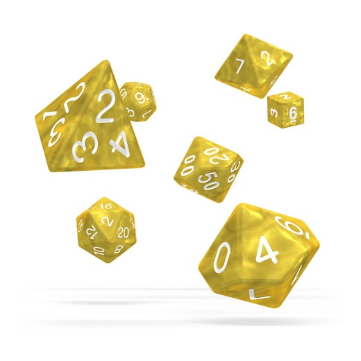 Oakie Doakie Dice RPG Set Marble - Yellow 7 pack i gruppen SÄLLSKAPSSPEL / Tillbehör / Tärningar & tillbehör hos Spelexperten (ODD500006)