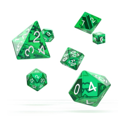 Oakie Doakie Dice RPG Set Translucent - Green 7 pack i gruppen SÄLLSKAPSSPEL / Tillbehör / Tärningar & tillbehör hos Spelexperten (ODD500010)