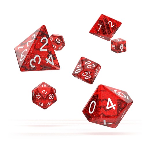 Oakie Doakie Dice RPG Set Speckled - Red 7 pack i gruppen SÄLLSKAPSSPEL / Tillbehör / Tärningar & tillbehör hos Spelexperten (ODD500017)