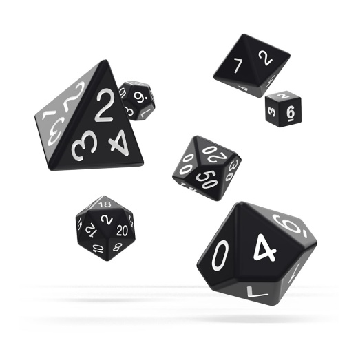 Oakie Doakie Dice RPG Set Solid - Black 7 pack i gruppen  hos Spelexperten (ODD500027)