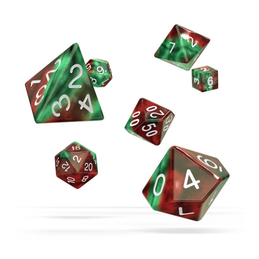 Oakie Doakie Dice RPG Set Gemidice - Bloody Jungle 7 pack i gruppen SÄLLSKAPSSPEL / Tillbehör / Tärningar & tillbehör hos Spelexperten (ODD500039)