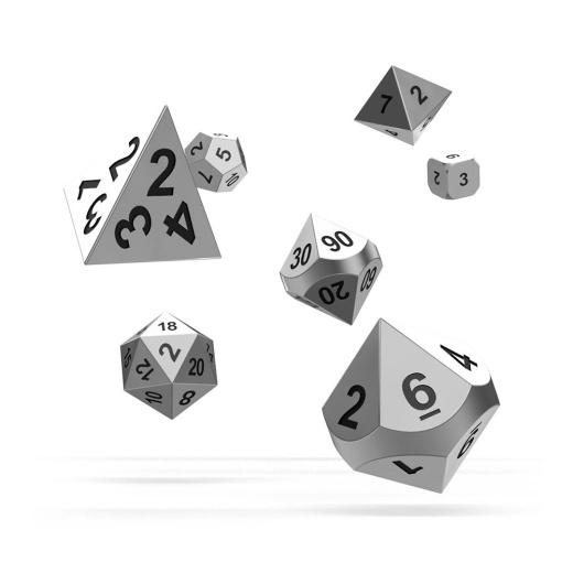 Oakie Doakie Dice RPG Set Metal Dice - Mercury 7 pack i gruppen  hos Spelexperten (ODD500056)