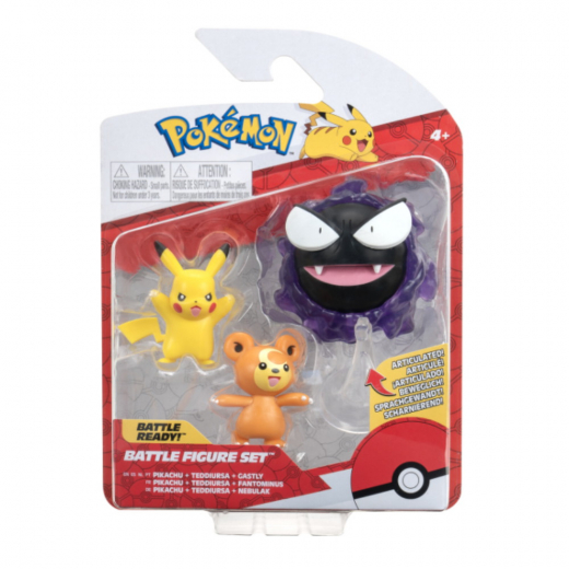 Pokémon Stridsfigur 3-Pack Pikachu, Teddiursa, Gastly i gruppen LEKSAKER / Figurer och lekset hos Spelexperten (PKW2347)