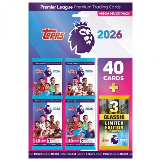 Topps Premier League Cards 2026 Mega Multipack i gruppen SÄLLSKAPSSPEL / Samlarkort hos Spelexperten (PL25-03)
