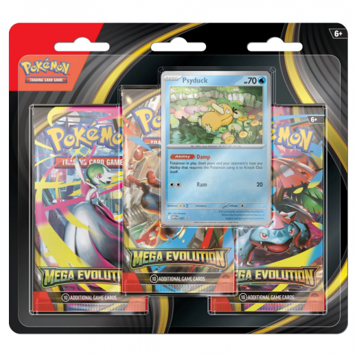 Pokémon TCG: Mega Evolution Boosters 3-Pack Psyduck i gruppen SÄLLSKAPSSPEL / Pokémon hos Spelexperten (POK10050-101-PSY)