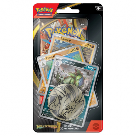 Pokémon TCG: Mega Evolution Premium Checklane Tyranitar i gruppen SÄLLSKAPSSPEL / Pokémon hos Spelexperten (POK10053-107-LPT)