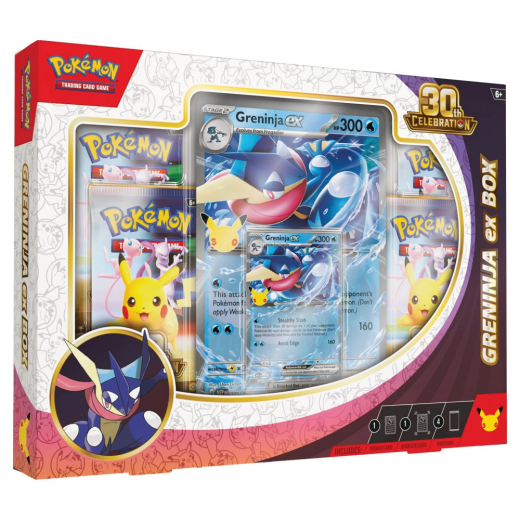 Pokémon TCG: 30th Celebration - Greninja ex Box i gruppen SÄLLSKAPSSPEL / Pokémon hos Spelexperten (POK10463-101-GRE)