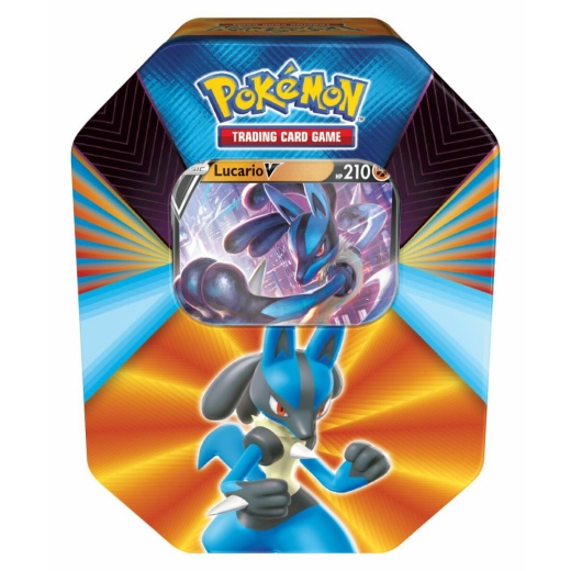 Pokémon TCG: V Forces Tin - Lucario V i gruppen SÄLLSKAPSSPEL / Pokémon hos Spelexperten (POK80840-LUC)