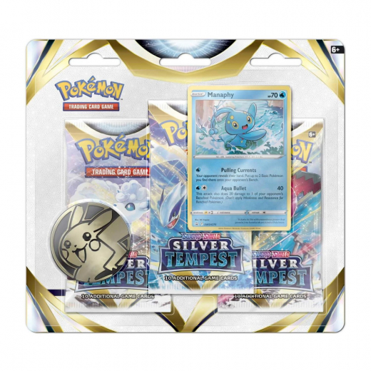 Pokémon TCG: Silver Tempest Booster 3-Pack Manaphy i gruppen  hos Spelexperten (POK85096-MAN)