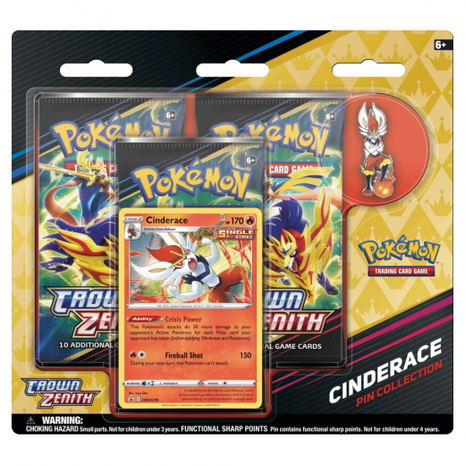 Pokémon TCG: Crown Zenith - Cinderace Pin Collection i gruppen  hos Spelexperten (POK85193-CIN)