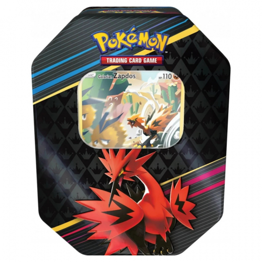 Pokémon TCG: Crown Zenith Tin - Galarian Zapdos i gruppen SÄLLSKAPSSPEL / Kortspel hos Spelexperten (POK85195-ZAP)