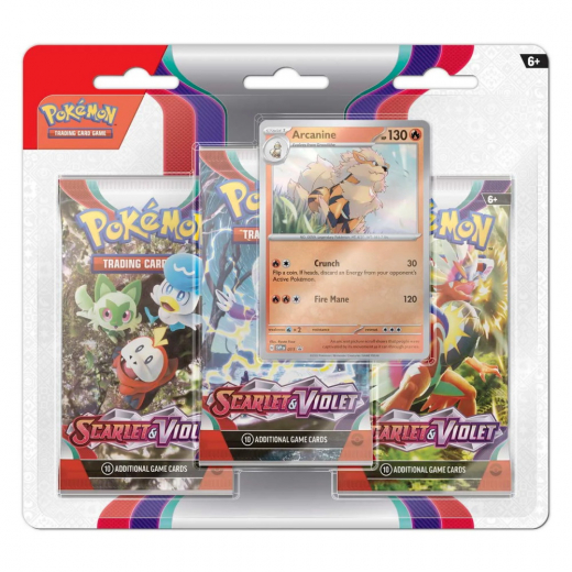 Pokémon TCG: Scarlet & Violet Booster 3-Pack Arcanine i gruppen SÄLLSKAPSSPEL / Pokémon hos Spelexperten (POK85328-ARC)