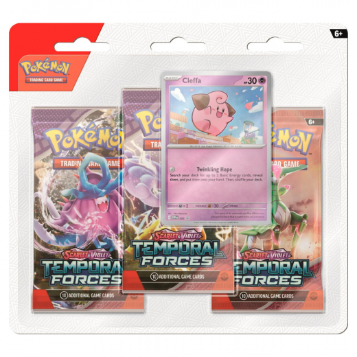 Pokémon TCG: Temporal Forces Boosters 3-Pack Cleffa i gruppen SÄLLSKAPSSPEL / Pokémon hos Spelexperten (POK85646-CLE)