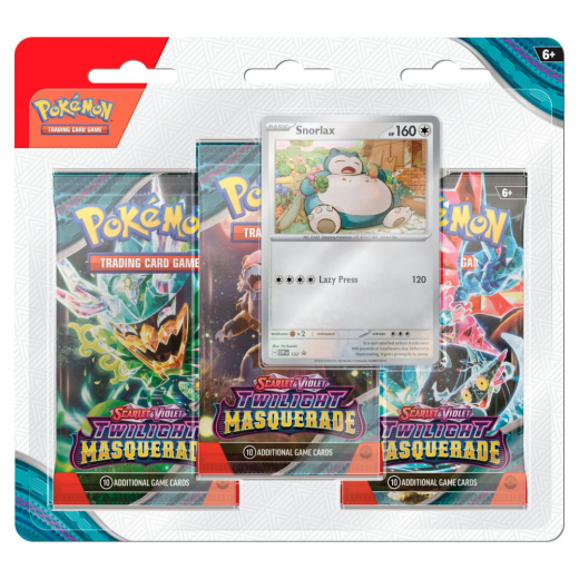 Pokémon TCG: Twilight Masquerade Boosters 3-Pack Snorlax i gruppen SÄLLSKAPSSPEL / Pokémon hos Spelexperten (POK85783-SNO)