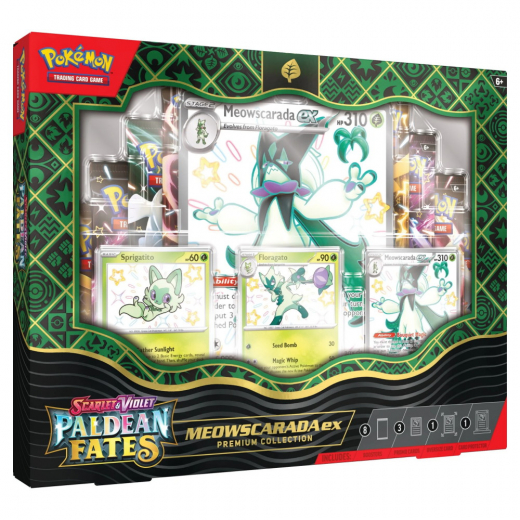 Pokémon TCG: Paldean Fates Premium Collection - Meowscarada ex i gruppen SÄLLSKAPSSPEL hos Spelexperten (POK85961-MEO)
